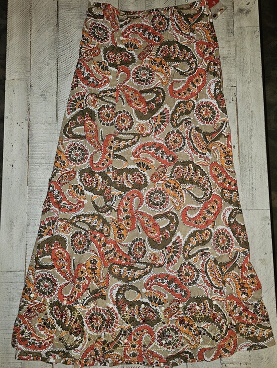 Avenue Dresses & Skirts - Avenue Paisley Maxi Skirt in Tan, Coral, Olive & White